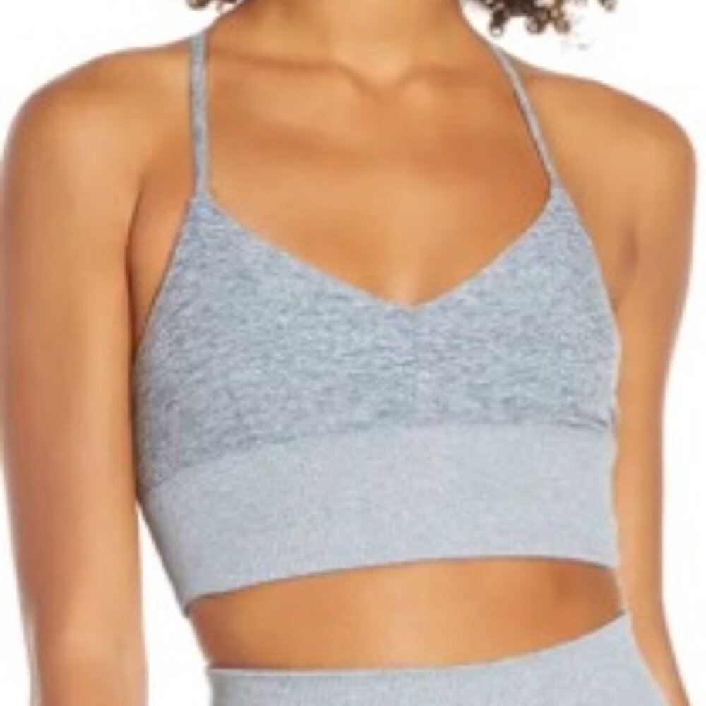 Alo Alosoft Bra Lavish Bra in Blue Haze Heather (matching leggings available)